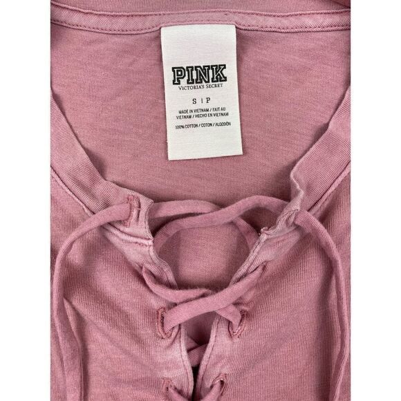 PINK Victoria’s Secret mauve pink lace up campus tee - Picture 4 of 4